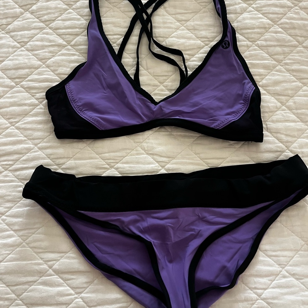 Lululemon Purple and Black Bikini Set